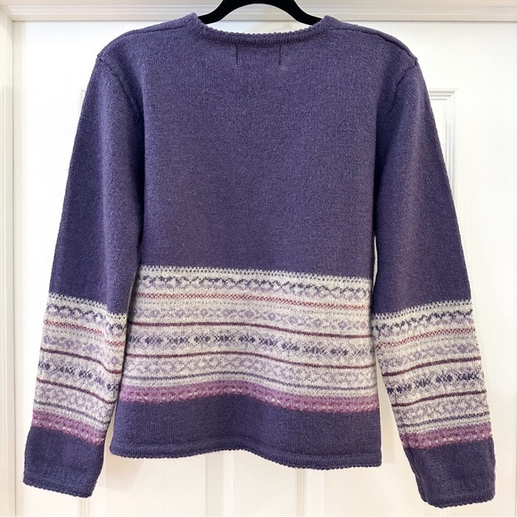 Tally Ho Vintage Fairisle Wool Cardigan Sweater Purple sz Small - Picture 5 of 6